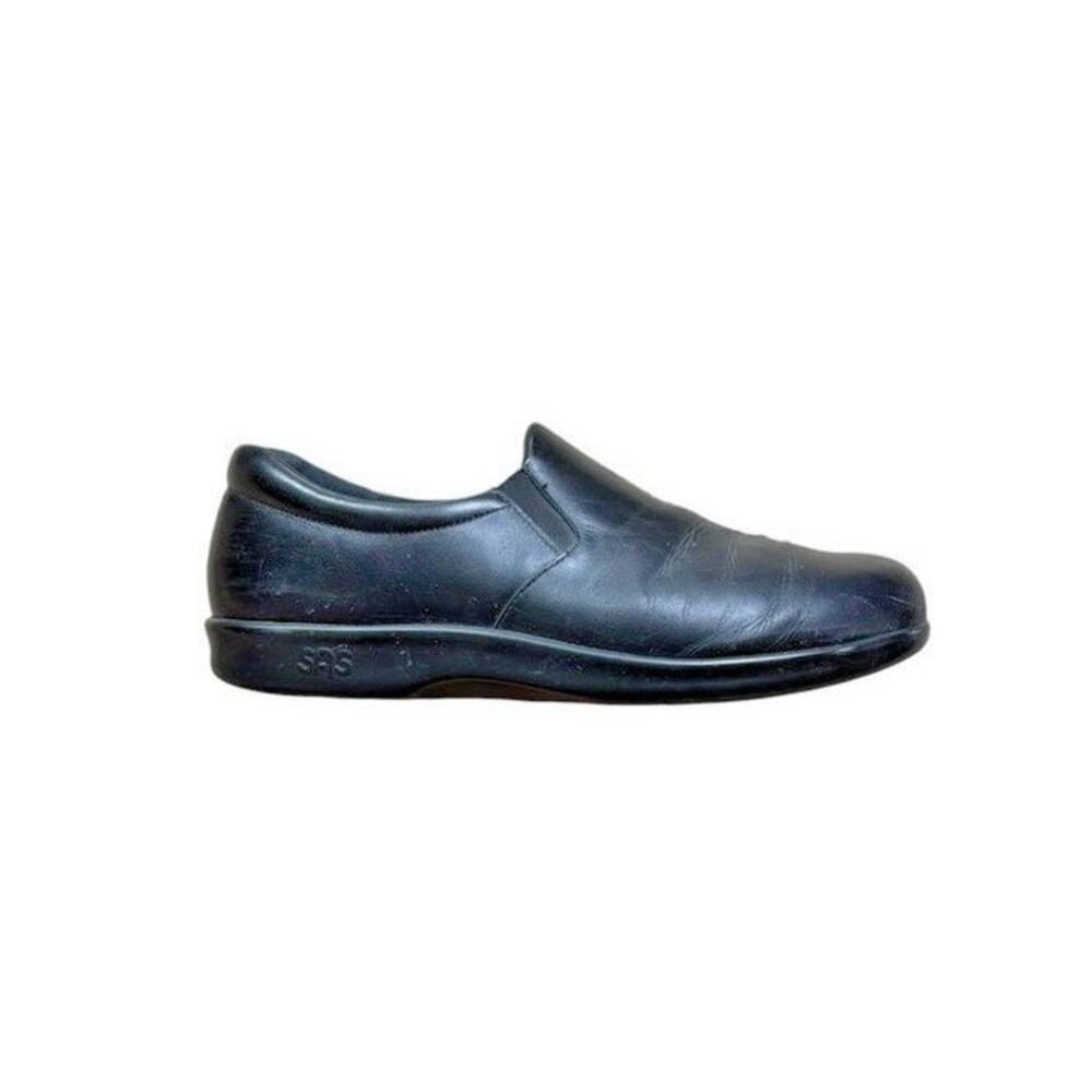 SAS Viva Black Leather Slip On Comfort Shoe Womens Size 12 Made in USA Tripad